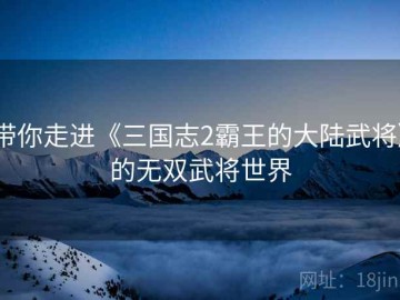 带你走进《三国志2霸王的大陆武将》的无双武将世界